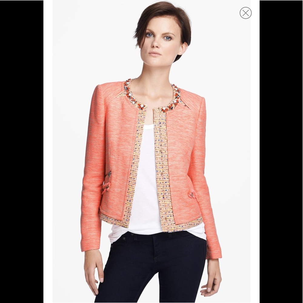MCGINN ’Maria' Beaded Collar Jacket, Tweed
